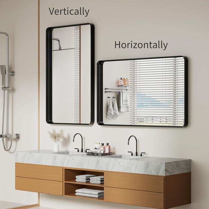 Black Wall Mirror 30x48 Inch ExplosionProof Tempered