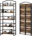 5 Tier No Assembly Folding Bookshelf, Arched Bookshelf, Foldable Bookcase for Living Room, Bedroom, Office,Skinny Bookshelf (Fire Brown)