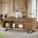 63" Executive Desk with Charging Station, Large Home Office Desks with 6 Drawers and 2 Storage Cabinets, File Drawer, Keyboard Tray, Privacy Panel, Desk Grommet, U-Shaped Metal Legs for Work and Study