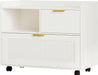 Lateral File Cabinet with Fluted Drawers, White Wooden Office Cabinet with Storage, Rolling Printer Stand with Drawers, Mobile File Cabinet for Home Office, Fits A4/Letter/Legal Files