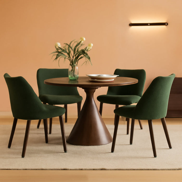 Upholstered Dining Chairs Set of 4, Modern PU Leather Dining Room Kitchen Side Chair with Padded Seat and Wood Legs Restaurant/Cafe, Green