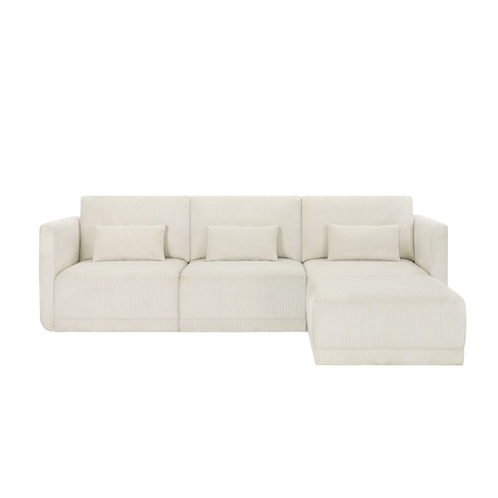 Drew Modular Sectional Sofa with Ottoman by Drew Barrymore, Vanilla Cord