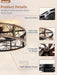 26" Flush Mount Caged Ceiling Fan with Light and Remote, Black Gold