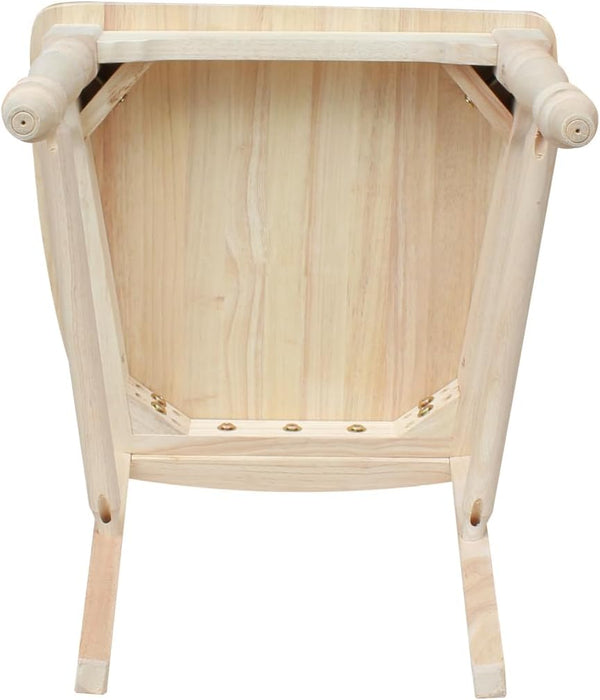 Set of 2 Maine Ladderback Chairs Dining/Kitchen/Study/Balcony, Solid Wood, Parawood Construction, 42.1"H, Ready to Paint or Stain in Any Color, Unfinished