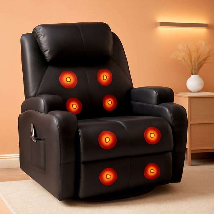 Recliner Chair, Rocking Chair with Massage and Heat, 360° Swivel Recliner Chairs for Adults, Rocker Manual Recliner with Remote Control and Cup Holder for Living Room, Bedroom, Nursery