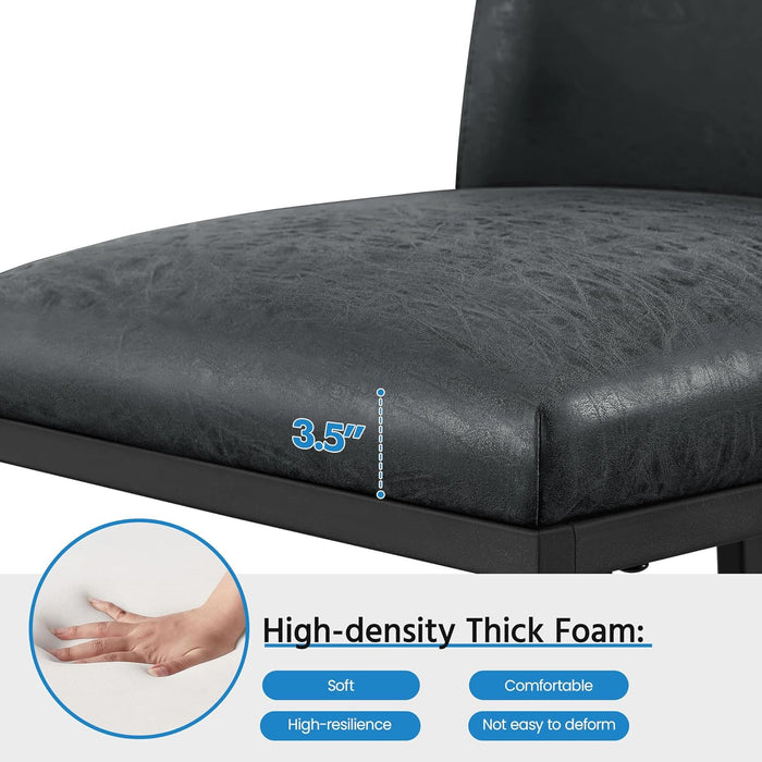 Counter Height Bar Stools 24'' Bar Stools Set of 2 Leather Bar Chairs Modern Upholstered Barstools with Back for Kitchen Counter, Dark Gray