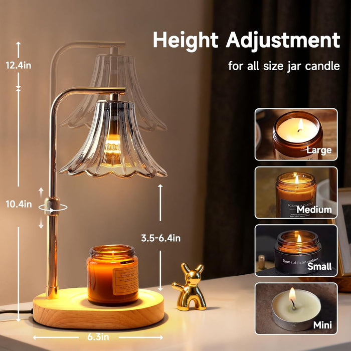 Candle Warmer Lamp with Timer Height-Adjustable Valentine'S Day Gifts Birthday Gifts for Women and Mothers Housewarming Gifts New Home Decor 2 Bulbs