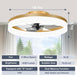 Low Profile Ceiling Fans with Lights and Remote, 19.7In Fandelier Ceiling Fan Flush Mount, 3000K-6500K Smart Bladeless LED Fan Light, Gold Modern Ceiling Fans with Lights for Bedroom