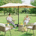 13 Ft Triple-Size Patio Umbrella W/Base Included - Market Extra-Large Double Sided Umbrella - Twin-Size Patio Parasol W/Easy Crank & 12 Strong Ribs & Ventilation Openings, Tan