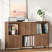6 Cube Storage Organizer Fluted Bookcase with Reversible Door