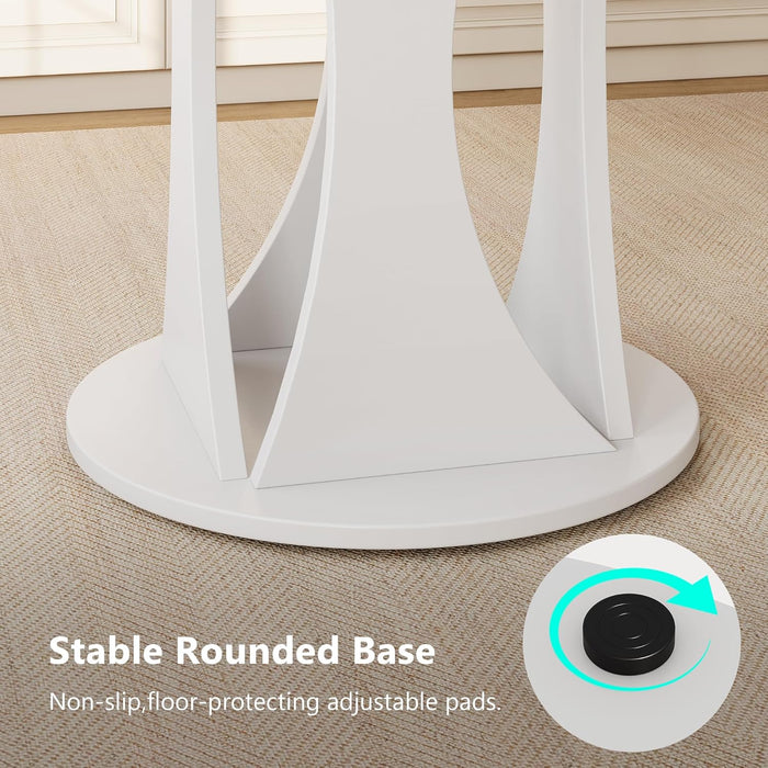 Round Dining Table 47Inch WhiteFinish LivingRoomArea