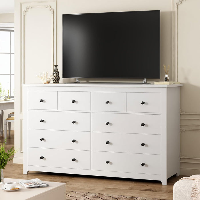 White 10-Drawer Dresser with Deep Space