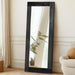 58X24In Full Length Mirror, Solid Wood Convex Frame, Black
