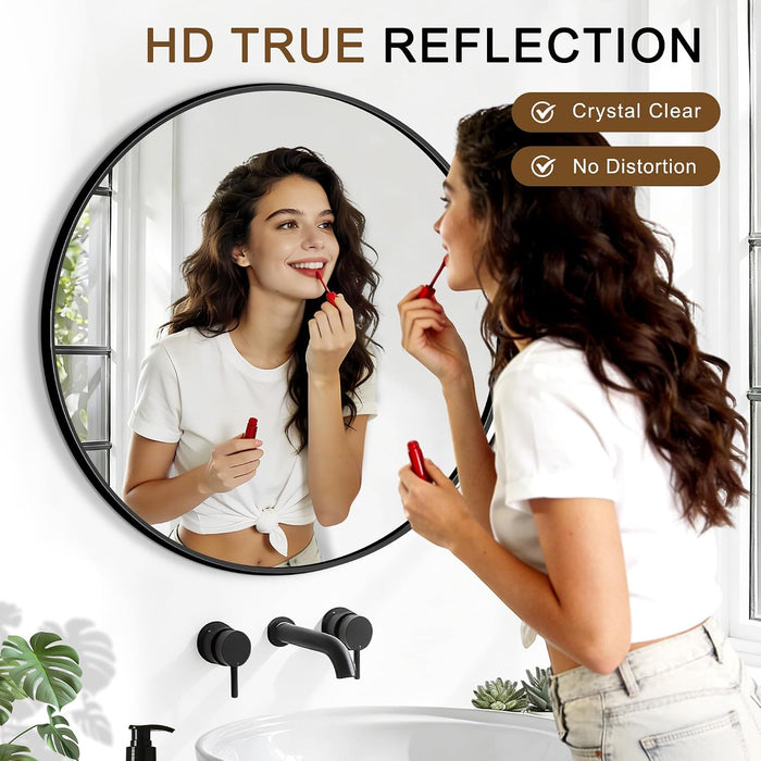round Bathroom Mirror for over Sink 2 Pack 26" Black Circle Wall Mirror