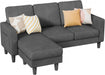 L-Shaped Sectional Sofa Graphite Grey Storage Ottoman