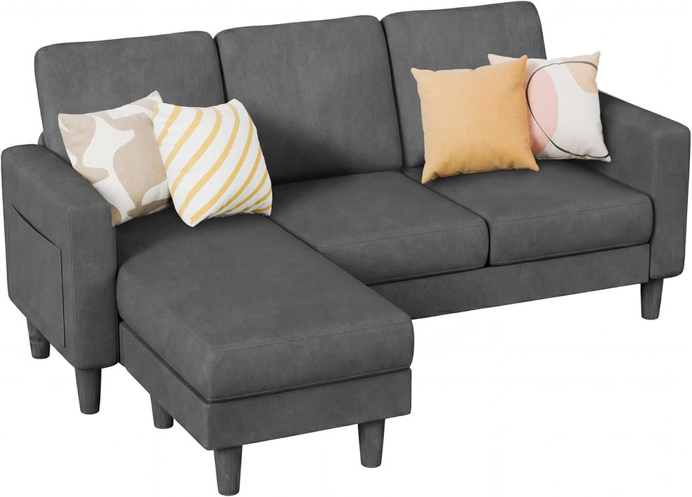 L-Shaped Sectional Sofa Graphite Grey Storage Ottoman