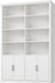 42" W Double Bookcase and Bookshelf with Doors, White | 72" Tall, Large Bookcase, Open Shelves & 6-Tier Storage Cabinets, for Home Office, Living Room, Library