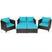 5 Pieces Patio Rattan Furniture Set with Removable Cushions