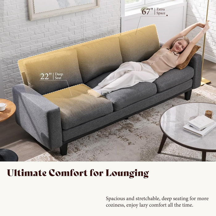 Sofa With Deep Seat AntimicrobialTreatment Grey Linen