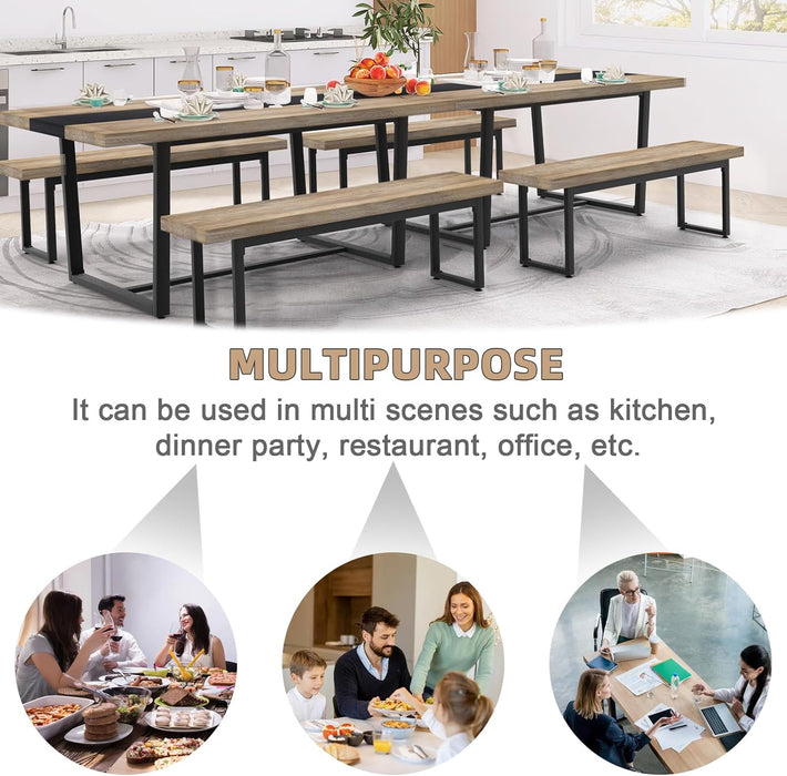 71" 6Ft Large Dinner Table for 6 8 Seat Dining Room Table, Rectangular Farmhouse Modern Kitchen Long Black & Grey Industrial Conference (Grey)