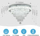 Modern Crystal Chandelier round LED Crystal Ceiling Light Fixtures Flush Mount Chandelier Ceiling Lamp for Living Room Bedrooms Dining Room (6500K Cool White)