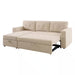 84.64 In. Velvet L-Shaped Sleeper Sectional Sofa with Square Arms In. Beige, Reversible Chaise, and Pull-Out Sofa Bed