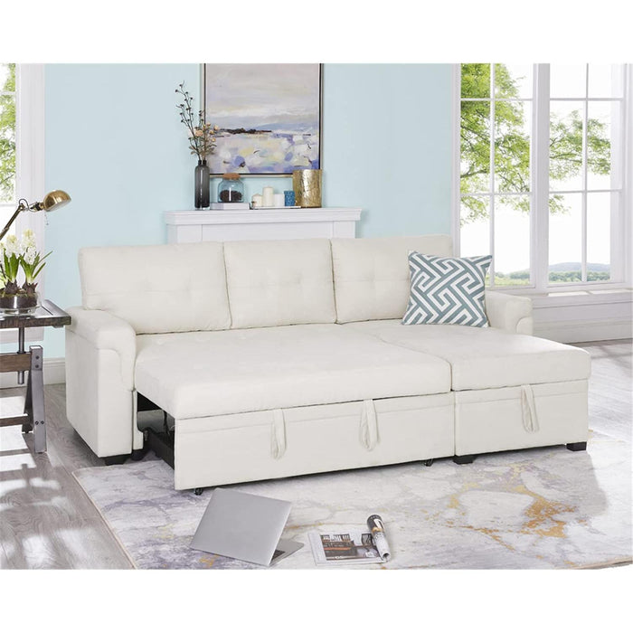 L-Shape Velvet Sleeper Sofa with Storage