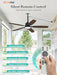 52" Outdoor Ceiling Fan with Lights, IP65 Waterproof Gazebo Fan with 3CCT Remote Control 6-Speeds Reversible DC Motor,Plug in Hanging Ceiling Fan for Patio Porch Pergola(Black)