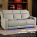 Dual Motor Power Reclining Sofa, Breathable Leather Reclining Couch with Power Headrest/Led Light/Armrest Storage, Recliner Sofa 3 Seater for Living Room (Grey, 3 Seater)