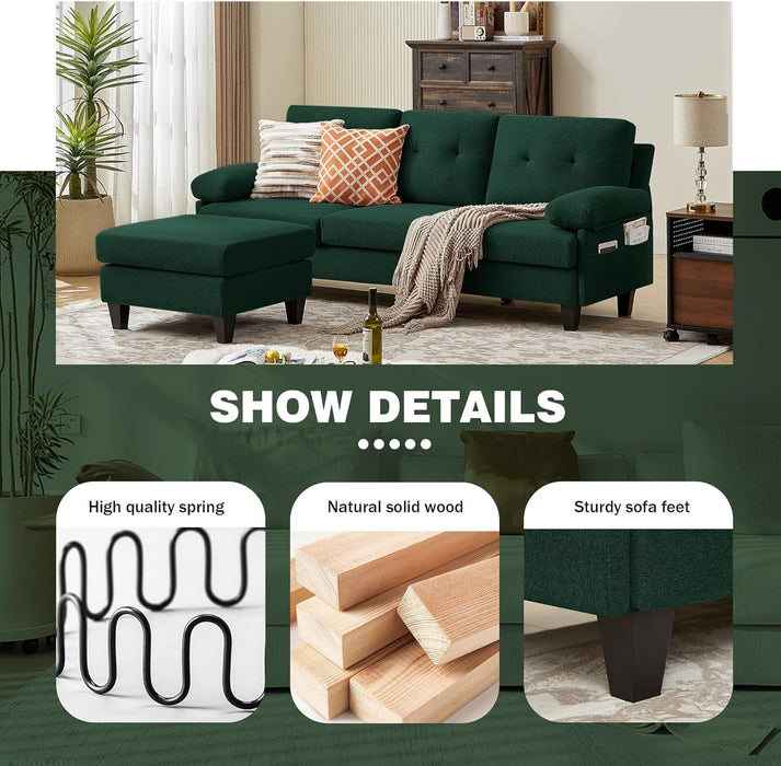 EightySixInch Green Sectional Sofa Living Room Set