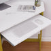 Corner Computer Desk 41 X 30 Inches with Smooth Keyboard & Storage Shelves for Home Office Workstation,White & Gold