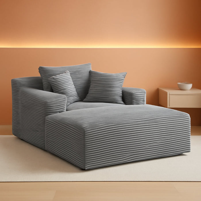 Oversized Chaise Lounge With Deepseat Corduroy Upholstery