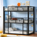 Metal Bunk Bed with Trundle,Twin over Twin Bunk Bed Frame with Ladder and Safety Rails for Triple Metal Bunk Can Be Divided into Two Beds (Black-Twin over Twin over Twin)