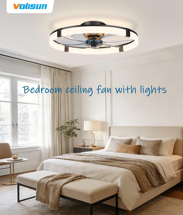 Black Bladeless Ceiling Fan With Smart Lighting Control