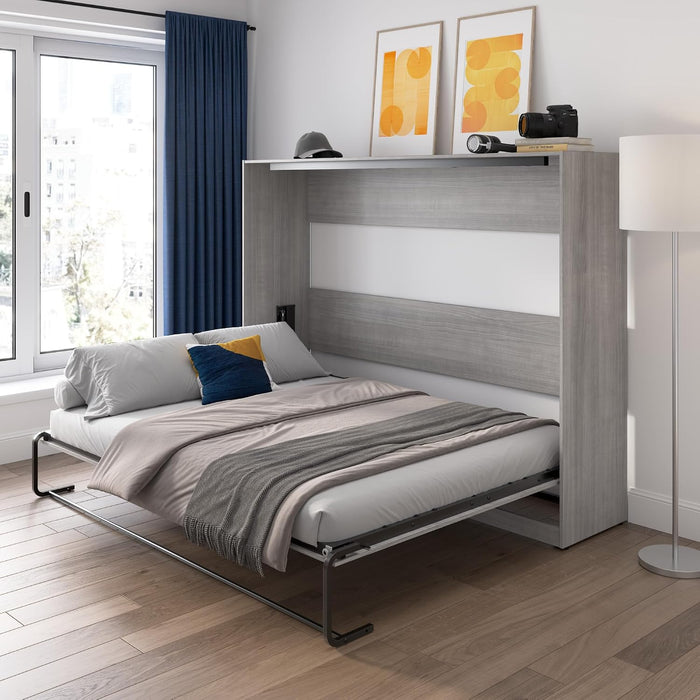 Queen Size Horizontal Contemporary Gray Murphy Bed