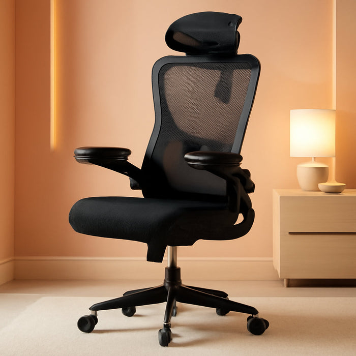 Ergonomic Office Chair: Office Computer Desk Chair with High Back Mesh and Adjustable Lumbar Support Rolling Work Swivel Task Chairs with Wheel 3D Armrests and Headrest