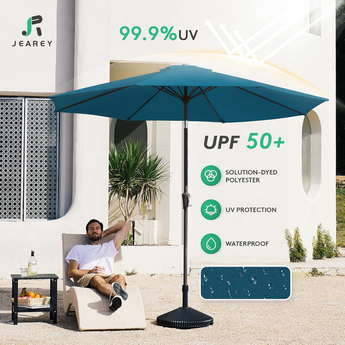 9FT Outdoor Patio Umbrella, Market Umbrella, Lake Blue