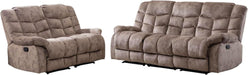 Manual Recliner Couch Set, Soft Fabric Reclining Living Room Sofa Set, Includes Single Recliner Chair and 3PC Bonded Sofa, Light Brown