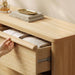 6 Drawer Dresser for Bedroom, 57" Wide Chest of Drawers, Natural