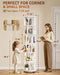 Rotating Bookshelf, 6 Tier Solid Wood Bookshelf Tower with Lockable Wheels