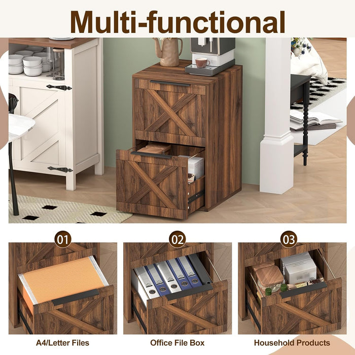 Wood Filing Cabinet, 2 Drawer File Cabinet for Home Office