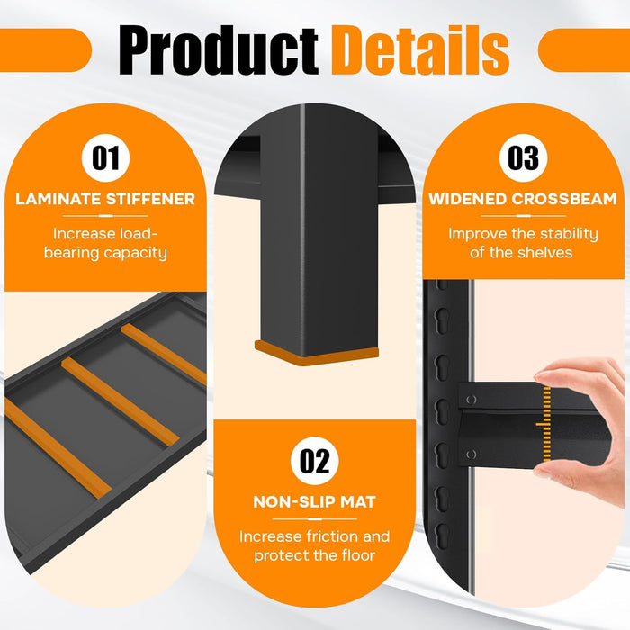 Book Shelf, Screwless Installation Metal Bookshelves, Heavy Duty Steel Bookcases, Adjustable Tall Industrial Bookshelf for Living Room, Bedroom and Library, Black (5-Tier with Fence 72''Hx36''Wx16''D)