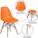 Elon Series Orange Plastic Chair with Wooden Legs for Versatile Kitchen, Dining Room, Living Room, Library or Desk Use