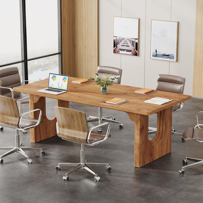 Modern Executive Desk, 70.9" Large Office Computer Desk, Conference Table Meeting Room Table, Simple Workstation Business Furniture for Home Office, Brown