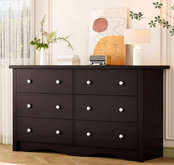Dresser for Bedroom, 6 Dresser Drawer with Storage, Brown