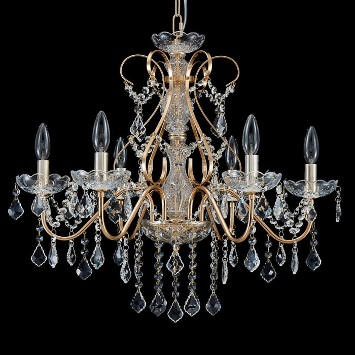 Saint Mossi 6 Light Crystal Chandelier Light Fixture Modern Chandelier Crystal Lighting, French Gold Crystal Raindrop Chandelier for Dining Room,Bedroom,Living Room, H23 X D24