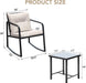 3 Piece Rocking Bistro Set Wicker Patio Outdoor Furniture Porch Chairs Conversation Sets with Glass Coffee Table (Beige)