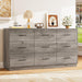 9 Drawers Dresser for Bedroom, 58” Wide Modern Chest of Drawers with Diamond Panel, Anti-Tipping Device, Wood Stable Storage Organizer for Bedroom, Nursery, Living Room