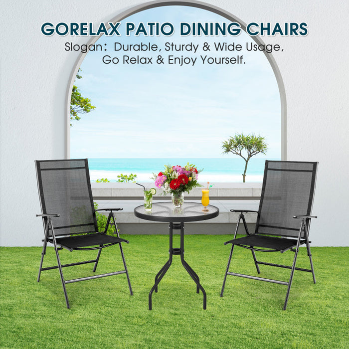 Set of 2 Adjustable Portable Patio Folding Dining Chair Recliners