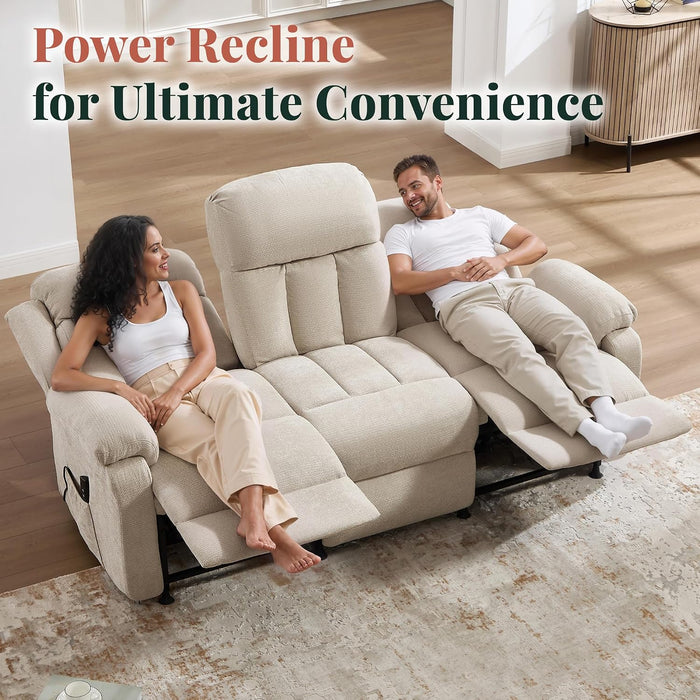 77" Power Reclining Sofa, Recliner Couch for Living Room, Beige